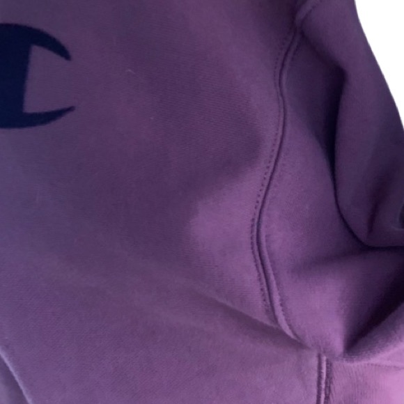 Champion Plum Fleece Reverse Weave C Logo Crop Crewneck Drop Shoulder Sweatshirt - Picture 14 of 16